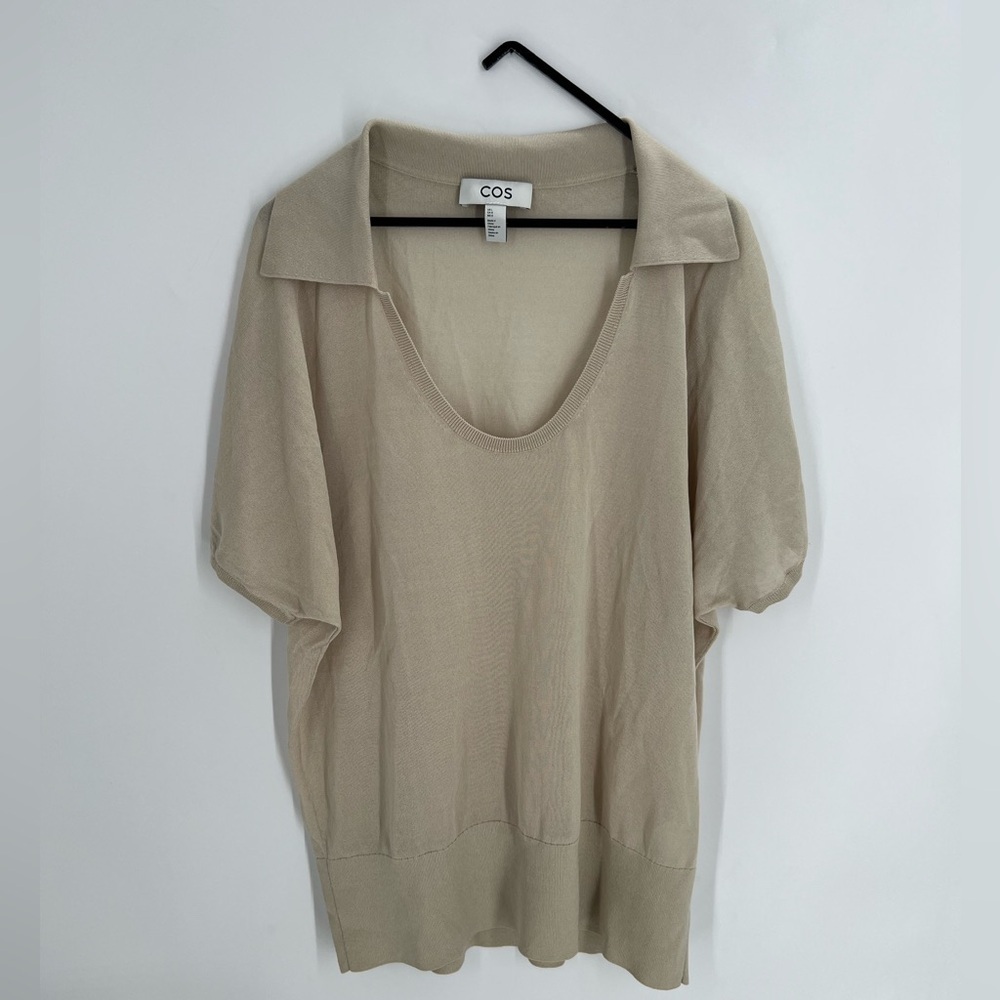 Cos Scoop Neck Knitted Polo Shirt